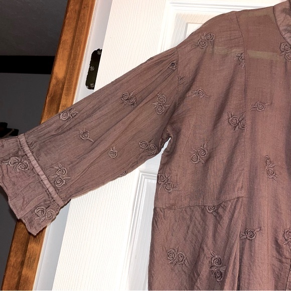 Kyla Seo Cotton Semi Sheer Embroidered Button Down Blouse - Picture 2 of 12